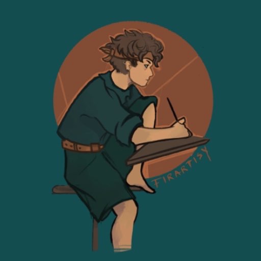 illustration of artist Firartisy working on a drawing